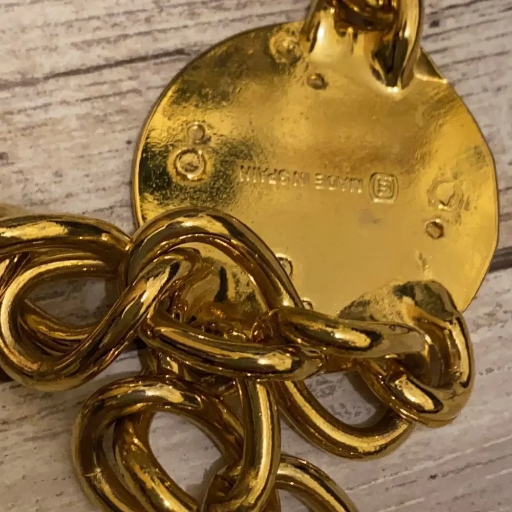 Gilded Gold vermeil hardware double row chain link vintage belt .